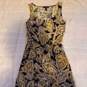 INC International Concepts Black and Gold Paisley Midi Dress